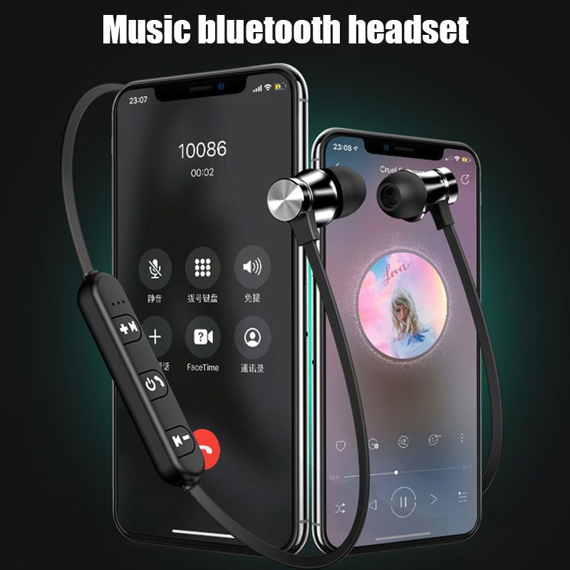 Magnetic Bluetooth Earphones Sports Wireless Earbuds Super Bass With Mic For All Smart Phones Stereo Sports Waterproof Earbuds Wireless in-ear Headset with Mic