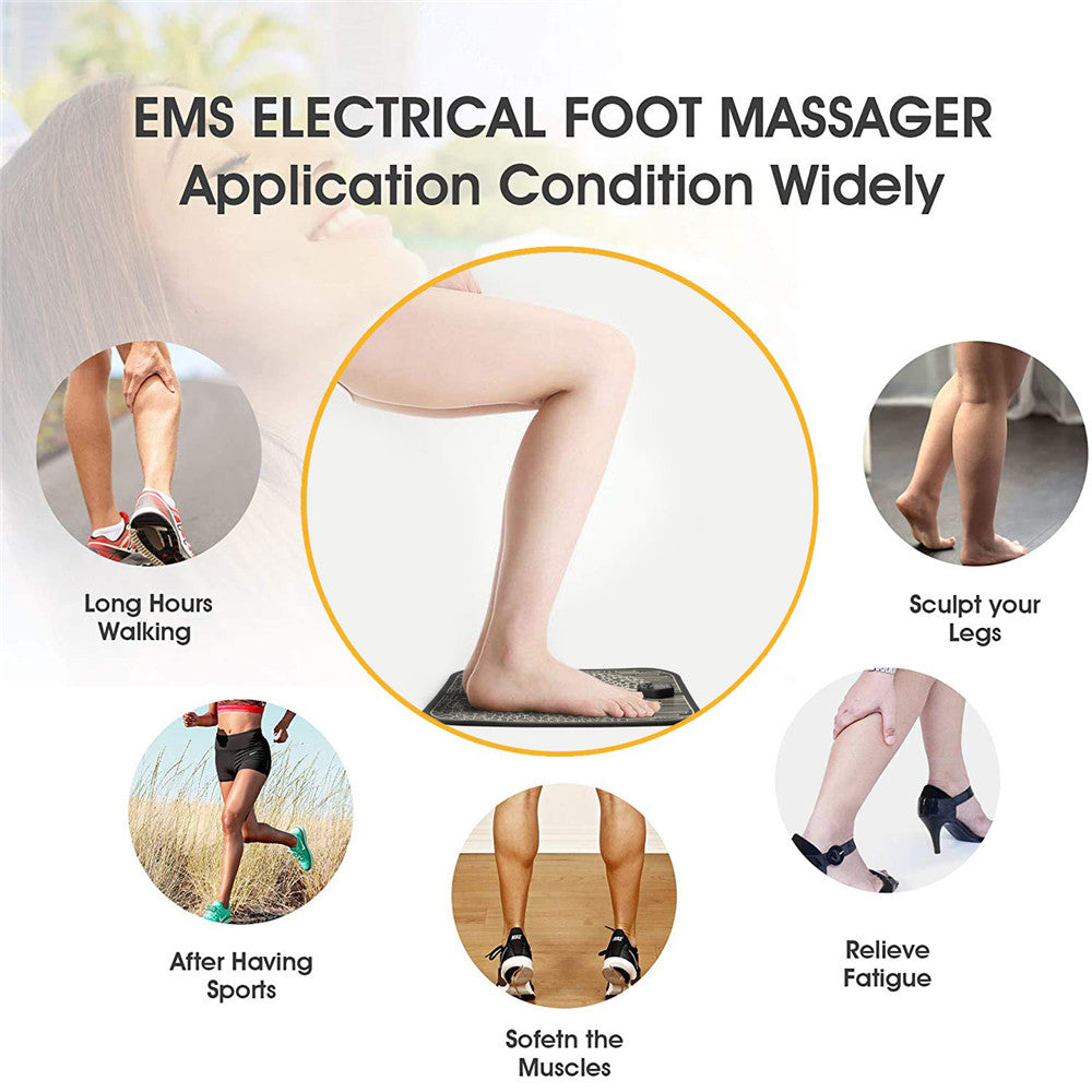 EMS Foot Massager Pad Electric TENS Fisioterapia Mat Massageador Peds Muscular Health Care Relaxation Massager Improve Blood Circulation