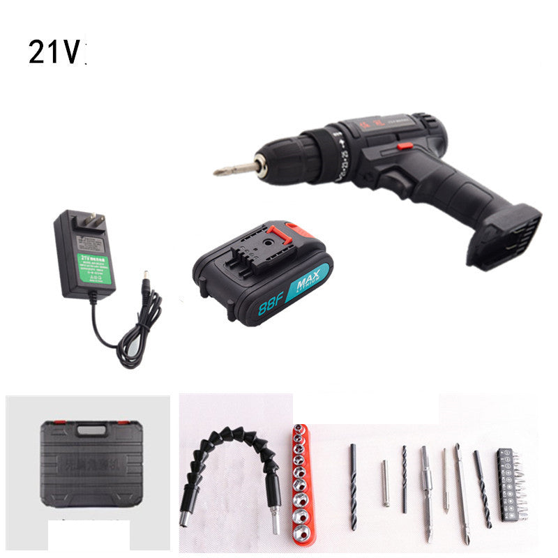 Electric Cordless Drill, 21V Impact Drill Driver Set 28pcs Accessories for Drilling Wood, Metal, Ceramics, Plastic EU plug