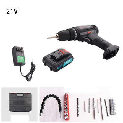 Electric Cordless Drill, 21V Impact Drill Driver Set 28pcs Accessories for Drilling Wood, Metal, Ceramics, Plastic EU plug