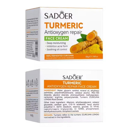 5 IN 1 SADOER Turmeric Face Serum + Cream + 3 Pcs Salicylic Acid Sheet Masks Skin Care for Shower, Smoothing and Cleanses Skin Face Wash Facial Sheet Mask, Face Wash Oily Skin for Face and Body