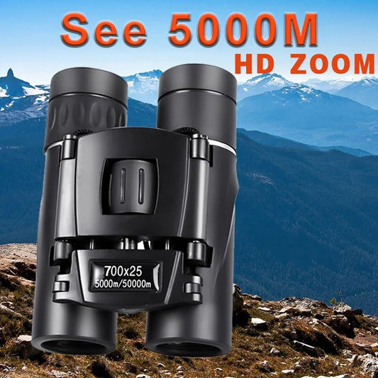 700x25 HD Zoom Portable Powerful Binoculars Long Range BAK4 Telescope Jumelles Folding FMC Binoculars for Hunting Camping Travel
