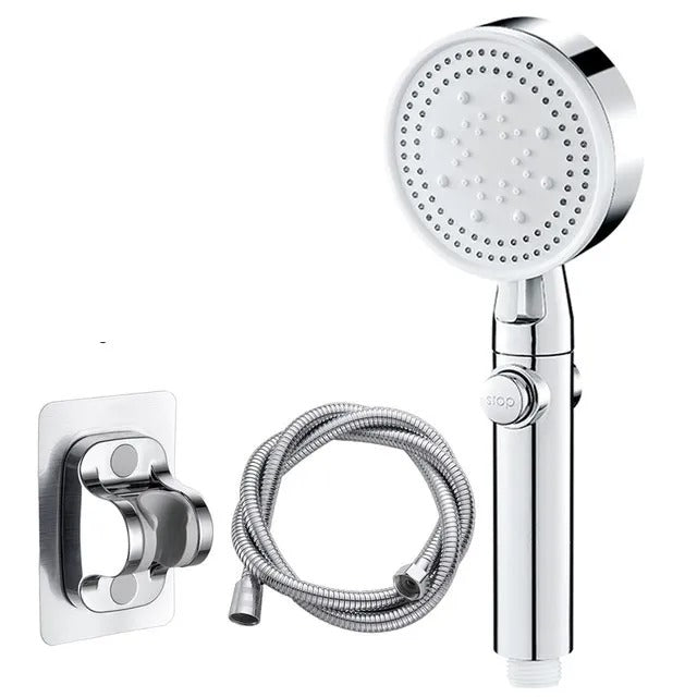 High Pressure Shower Head 5 Modes Adjustable Showerheads with Hose Water Saving One-Key Stop Spray Nozzle Bathroom Accessories