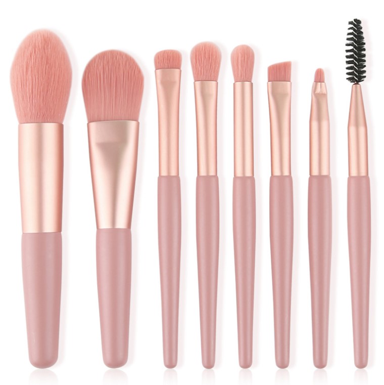 8Pcs Set With Bag Makeup Brushes Sets Eye Shadow Foundation Powder Eyelash Lip Concealer Blush Travel Portable Soft Make Up Brush Sets