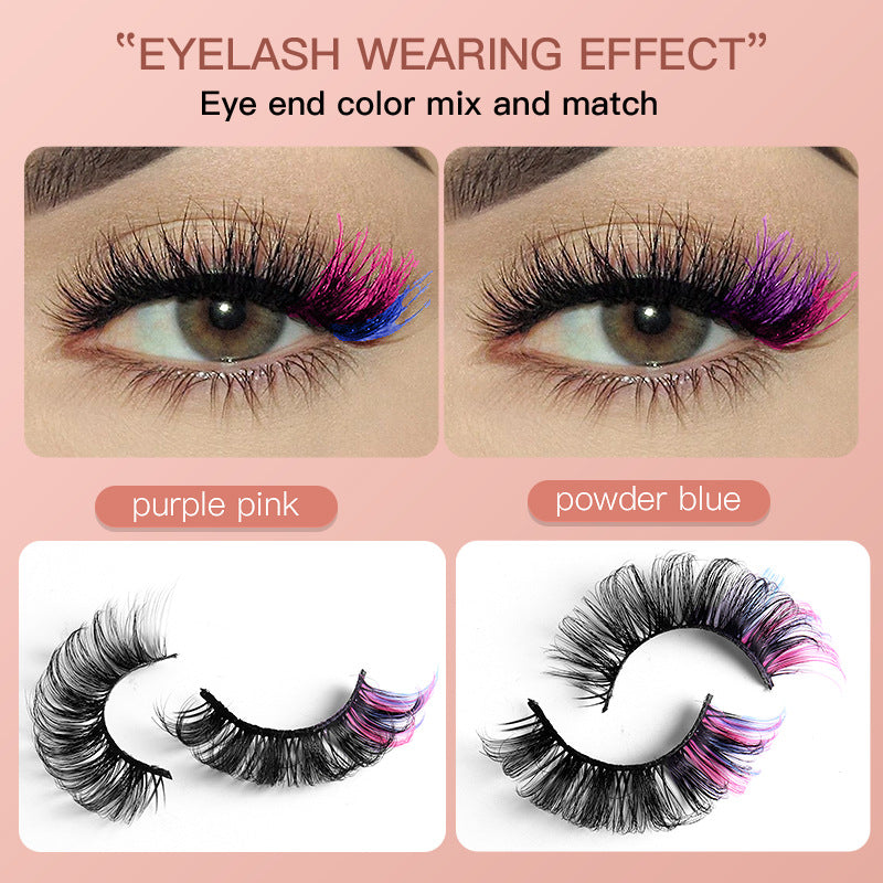 Seven pairs Europe and the United States high imitation mink color eyelashes thick curl up eye tail false eyelashes Eye Lashes Colored false eyelashes Mink Lashes Soft And Light