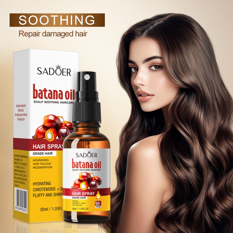 SADOER Batana Oil Hair Spray for Hair Care, Scalp Care, Hair Growth, Voluminous Dense Hair Growth, Activates Hair Follicles, with Ginger and Hydrating Carotenoids For Fluffy Shiny Hair