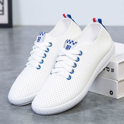 ASSKLO Women's Shoes Large Size Small White Shoes Flats Casual Shoes Sneakers Version Lace-up Soft Leather Shoes Ladies Shoes Girls School Outdoor student Shoes Fashion Round Toe Comfort white blue