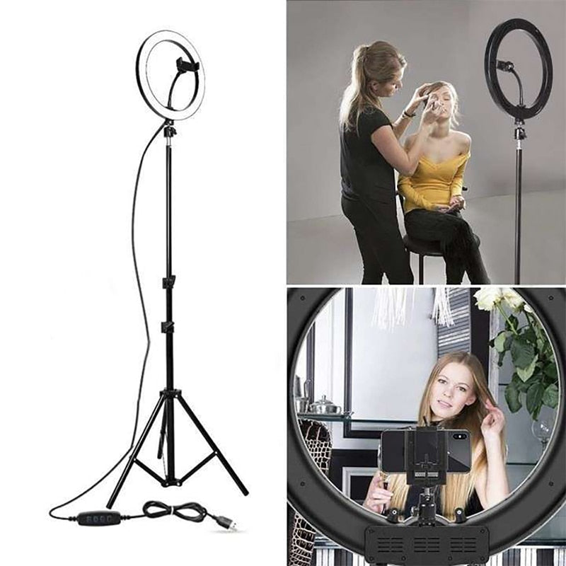10-Inch Led Ring Light Adjustable 2.1m Stand For Selfie Straight Video Selfie Light Flash