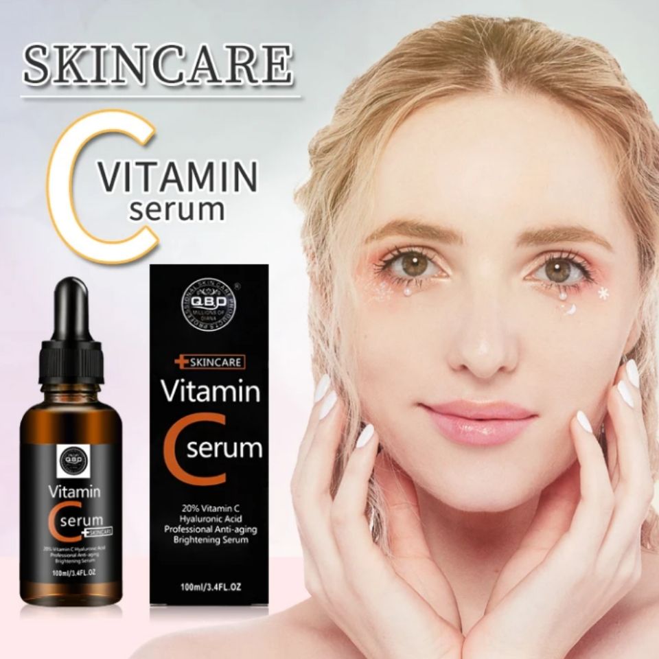 QBD Vitamin C Serum with Hyaluronic Acid Anti-aging & Brightening Professional Skincare 20% Vitamin C Face Serum -100ml