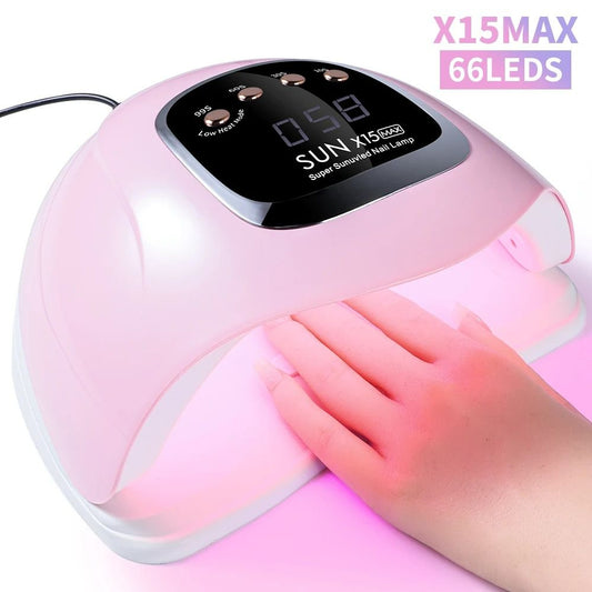 280W 66 LED Nail Art Lamp SUN X15 MAX Professional Gel Polish Dryer With 4 Timer Auto Sensors For Nail Salon Tools