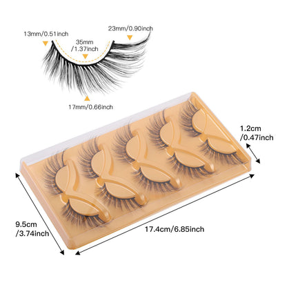 New 5-Pair Set of False Eyelashes, Thick and Curly, Simulating Women's Natural Cat Eyelash