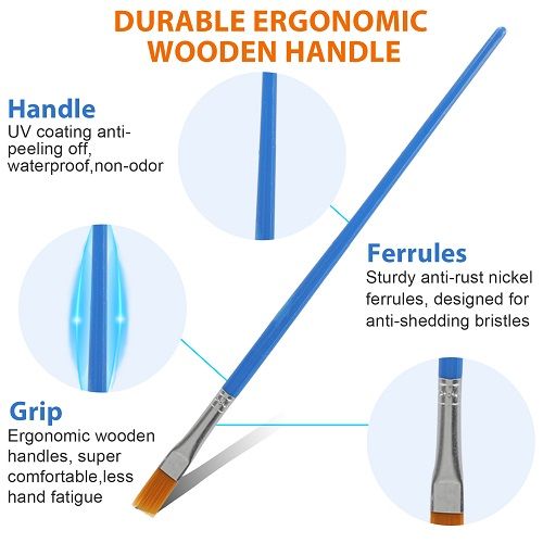 32 Pcs Flat Paint Brushes Set, LEDream Nylon Hair Small Brush Bulk for Detail Painting, Acrylic Oil Watercolor