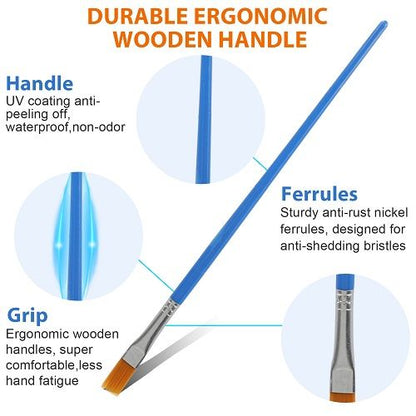 32 Pcs Flat Paint Brushes Set, LEDream Nylon Hair Small Brush Bulk for Detail Painting, Acrylic Oil Watercolor