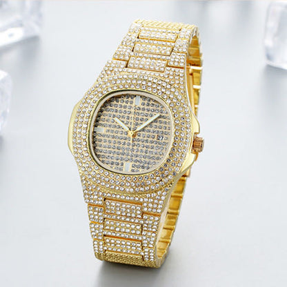 Iced Out Watch For Men Women Hip Hop Rapper Luxury Men Watch Fashion Diamond Automatic Date Quartz Watch Stainless Steel Hip Hop Men Watches