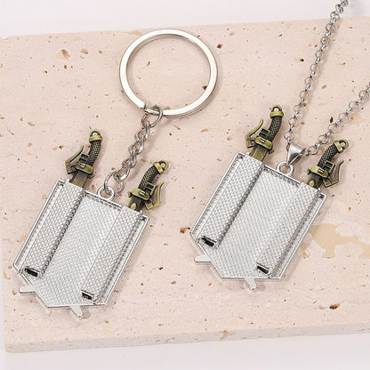 Anime Attack on Titan Necklace Shingeki No Kyojin Wings of Freedom Survey Sword Punk Necklace Pendant for Women Men Jewelry