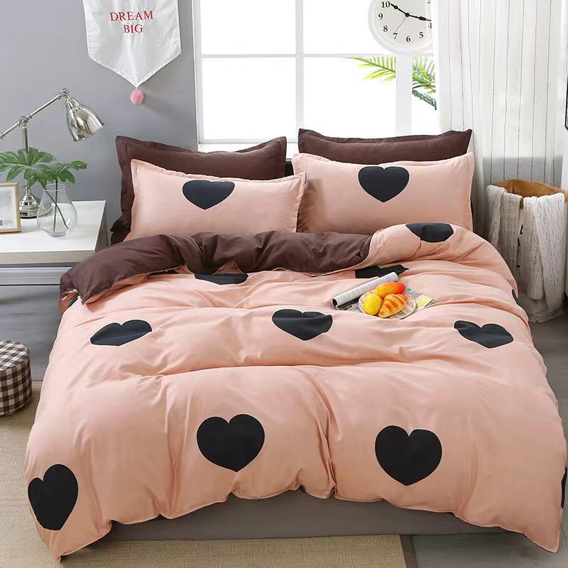 Heart Printing 4in1 Bedding sets & accessories Duvet Cover （1 quilt cover +1 bed sheet +2 Pillowcase ）without duvet And Pillow insert