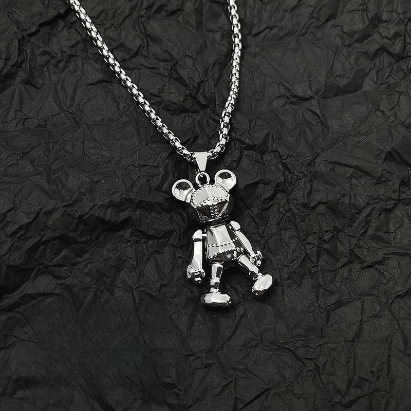 Limbs Movable Bear Necklace Men'S Trendy Hip-Hop Punk Couple Long Versatile Sweater Chain Net Celebrity Pendant Accessories