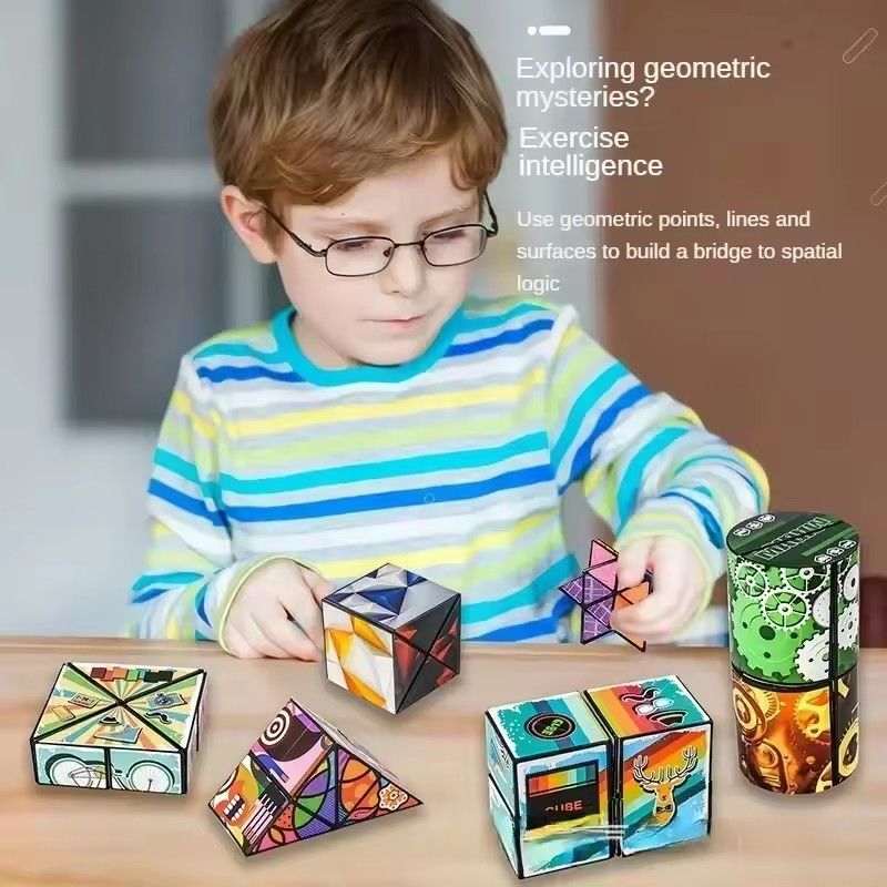 3D Hexagon Puzzle for Youngsters Infinity Magic Cube - 3D Hexagon Puzzle for Youngsters Space Geometry Flip Toy Brain Boost & Relax Mixed Colors, ABS Material