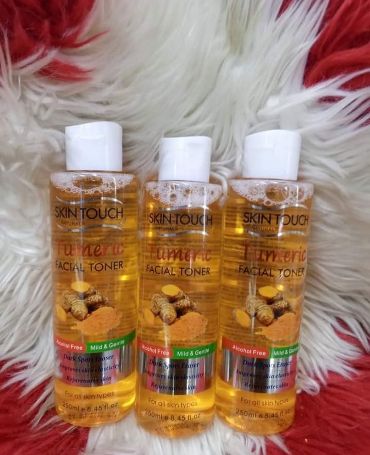 3 Packs Skin Touch Tumeric Facial Toner Alcohol-free Twith Tumeric Extract For All Skin Types Softer Smoother Hydrated Complexion Skin Touch Naturals Brightening Facial Toner , 250ml X 3