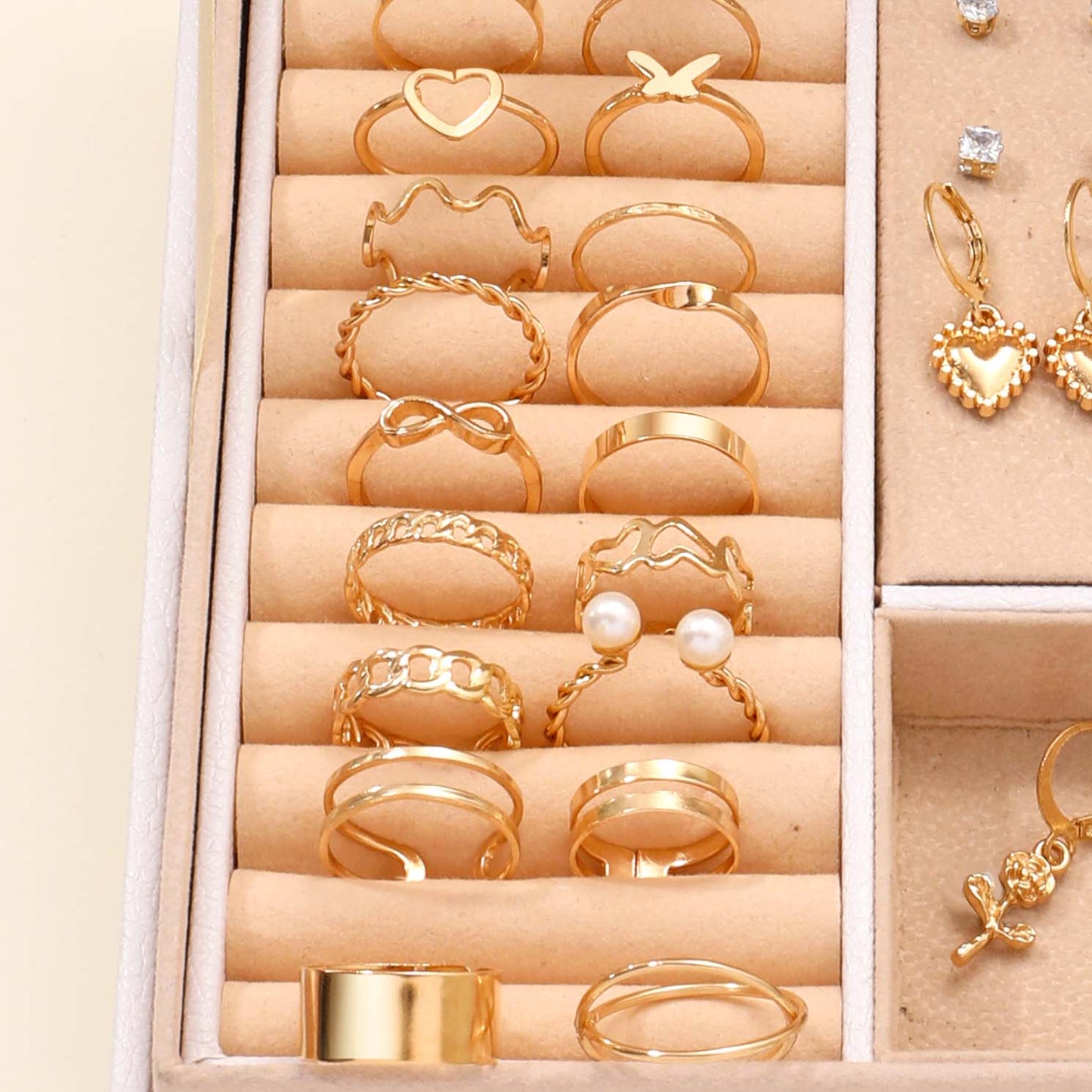 76PCS Luxury Jewelry Set Butterfly Necklace Set Butterfly Ring And Earring Set Diamond And Pearl Earnail Set Elegant Zircon Pendant Earring Ring Necklace Women's Daily Jewelry Gift For Friends