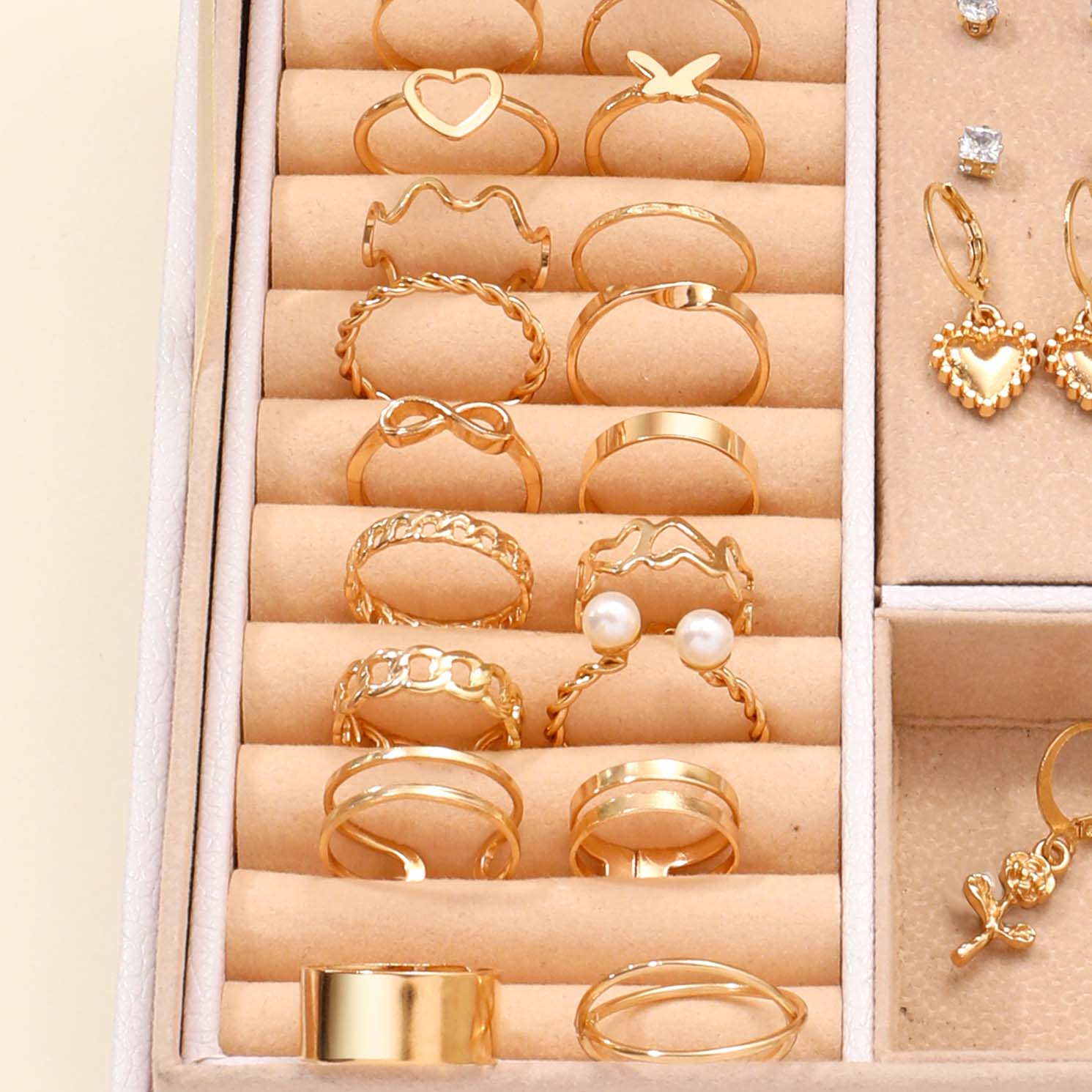 76PCS Luxury Jewelry Set Butterfly Necklace Set Butterfly Ring And Earring Set Diamond And Pearl Earnail Set Elegant Zircon Pendant Earring Ring Necklace Women's Daily Jewelry Gift For Friends