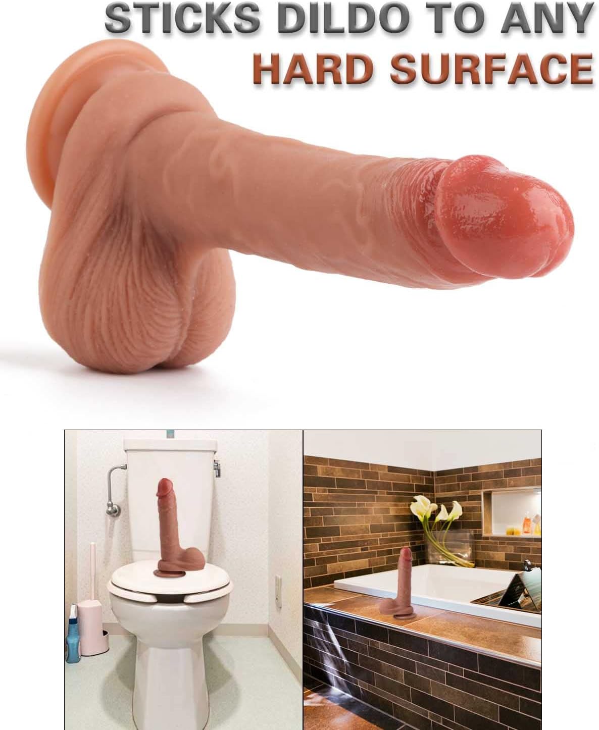 Realistic Dildos, 7.3 Inch Dildo with Suction Cup for Hands-Free, Flexible Cock with Curved Shaft and Balls for Vaginal G-spot and Anal Play, Adult Sex Toy for Male & Female, Couples