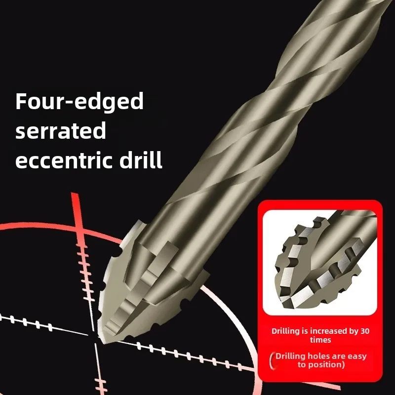 High-hard Four-edged Serrated Eccentric Drill Hand Tools For Dry Drilling Of Ceramic Tiles Glass Marble Concrete Stainless Steel Drill Bits, The Site All Porcelain Concrete Wall Brick Impact Steel Bar