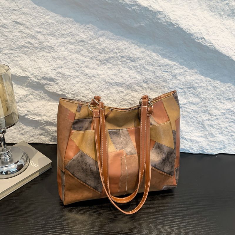 New Arrivals PU splicing Women's Bags Tote Bags handbags Trendy Shoulder Bag