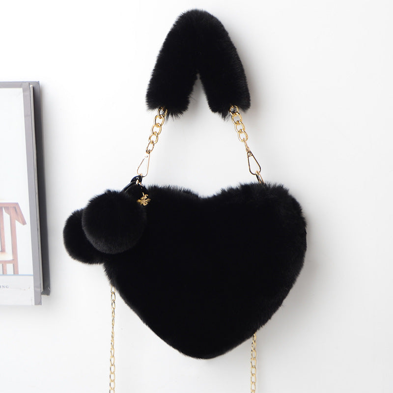 New Arrival Women's Bags Imitation Rabbit Hair Cute Fashion Love Bag Women's Handbag Plush Bag