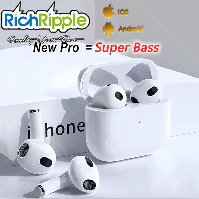 RichRipple Upgrade MINI Pro6 TWS 4th Generation Wireless Bluetooth Earphone Waterproof Music Business Earbuds Earpods Work on all Smartphones for Android&ios
