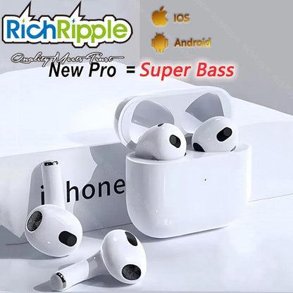 RichRipple Upgrade MINI Pro6 TWS 4th Generation Wireless Bluetooth Earphone Waterproof Music Business Earbuds Earpods Work on all Smartphones for Android&ios