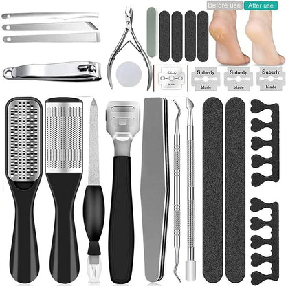 27in1 Foot Care Tool Pedicure Manicure Kit Set Stainless Steel Peeling Exfoliating Callus Dead Skin Remover Foot Scrubbing Brush Pedicure Tools