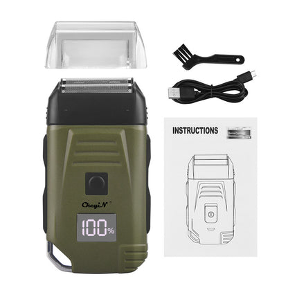 Electric Razor For Men Portable Cordless Men Reciprocating Razor Beard Hair Trimmer Professional Rechargeable Electric Shaver 2 Floating Shaver Head LCD Display Shaving Machine