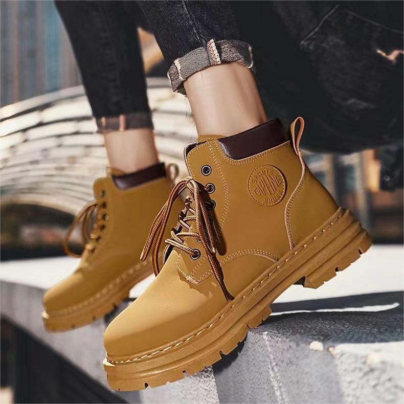 Men's Front Lace-Up Non-Slip Doc Martens High Tops British Style Casual Retro Platform Work Shoes