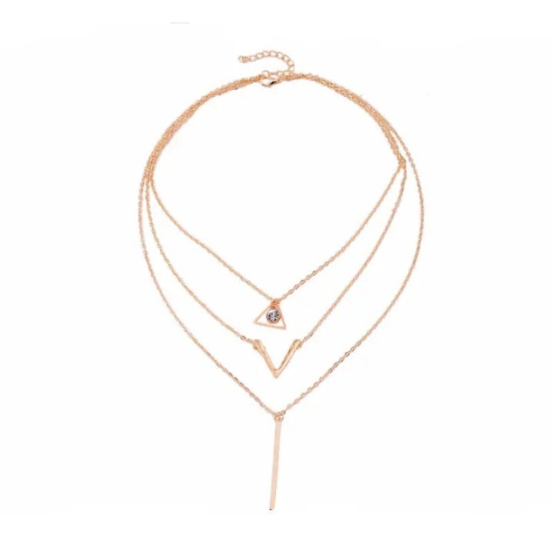 3 Pcs/set Fashion Crystal Woman Necklaces Pendants 3 Trend Multilayer Metal Pendant Clavicle Chain Jewelry Gift Necklaces Best