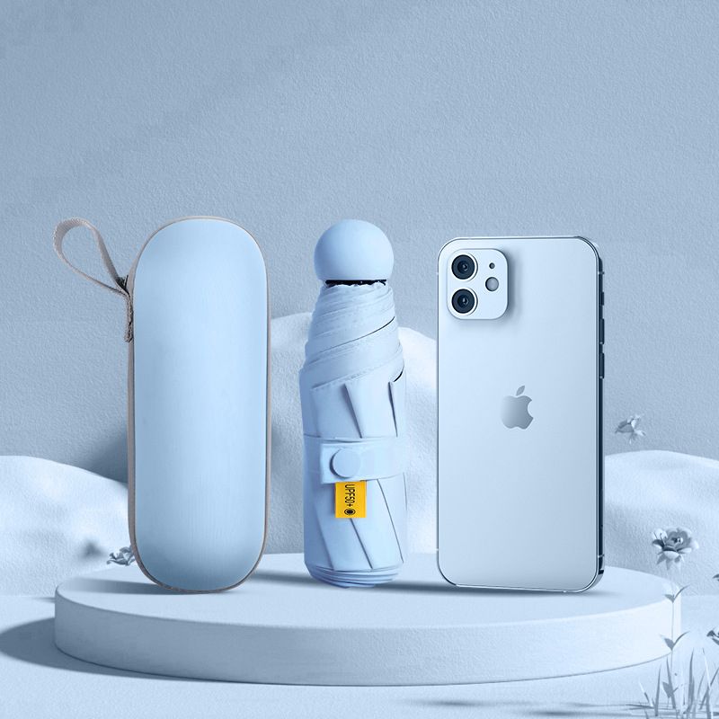 UPF50+ Mini Capsule Folding Umbrella Fully Automatic Umbrella Folding Umbrellas UV Sunshade Small Pocket Parasol for Dual Use Protection