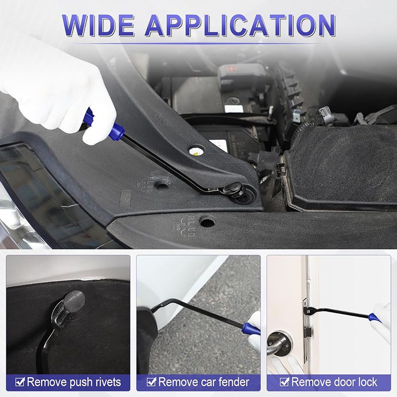 Auto Trim Removal Tool Kit - 5-Piece No Scratch Pry Tool Set for Car Panel and Dashboard Removal - Includes Door Panel Tools, Push Rivets, Car Clips - Essential for Interior Trim Work