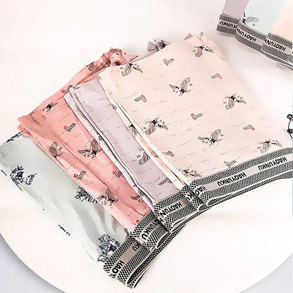 Large size L-4XL 4PC men's clothing underwear boys' Ice silk boxers breathable boxer briefs students shorts clothes