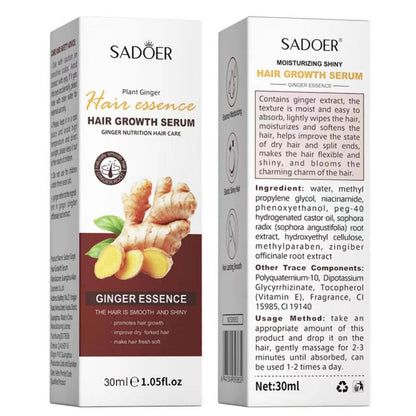 Sadoer Ginger Hair Growth oil Serum Ginger Essence Hair Care Serum Hair Growth Based Product, Effective in Hair Growth,Moisturizing Softening Forked Hair, with Scalp care