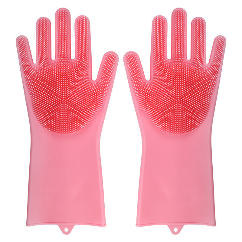 Dishwashing Cleaning Gloves Silicone Rubber Sponge Glove Household Scrubber Kitchen Clean Tools Dropshipping Kitchen
