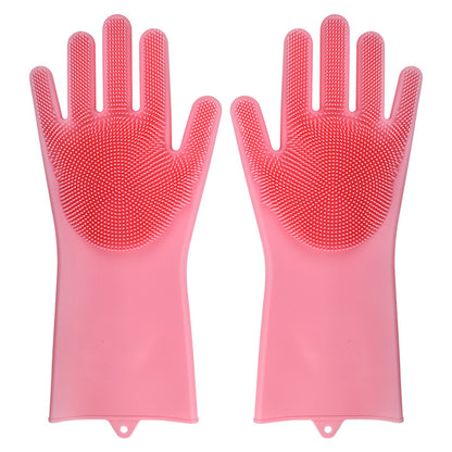 Dishwashing Cleaning Gloves Silicone Rubber Sponge Glove Household Scrubber Kitchen Clean Tools Dropshipping Kitchen
