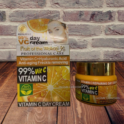 Fruit of the Wokali Vitamin C Day Cream with Hyaluronic Acid, Anti Aging Freckle Removing Firming Repairing Brightening