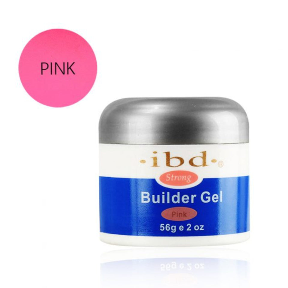 IBD Strong Builder Gel - PINK - UV Gel for tip overlays, sculpting pedicure nails polish art prep
