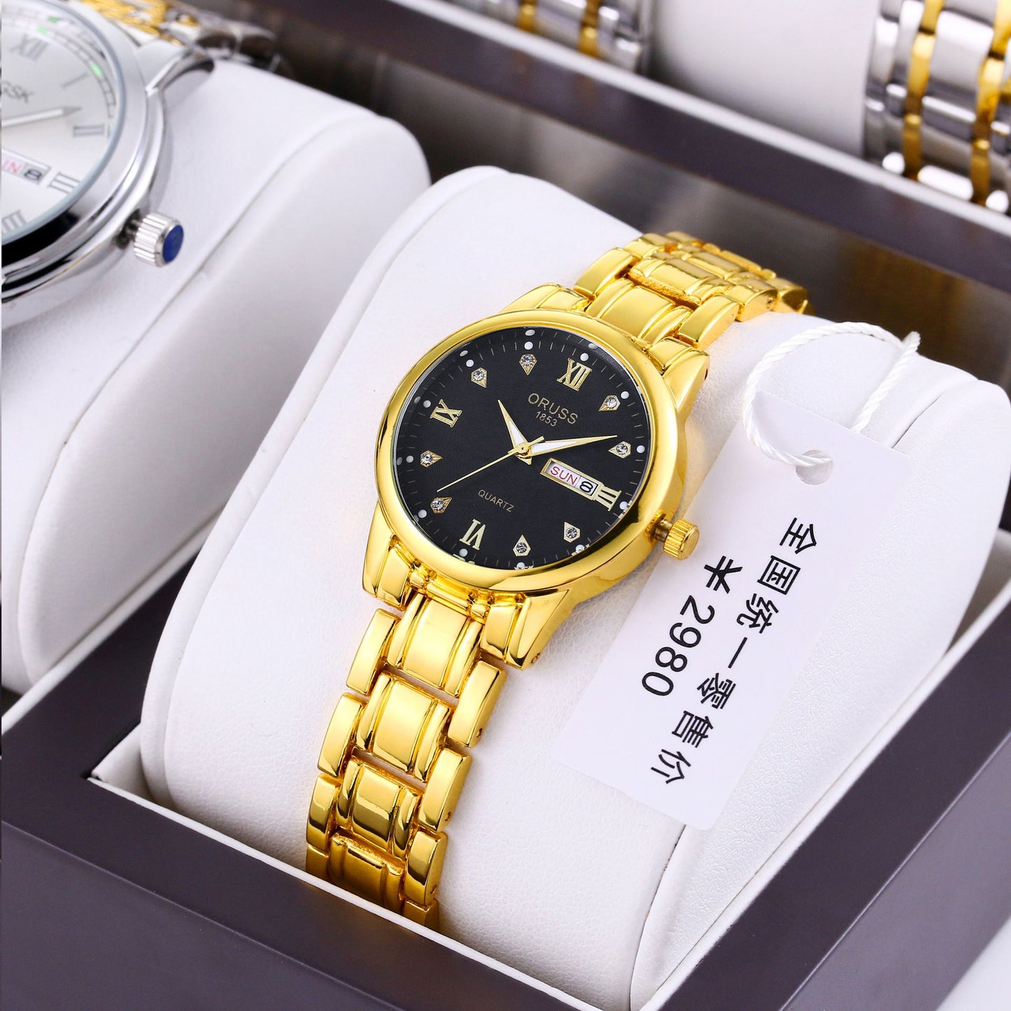 Ladies Fashion Simple And Casual Steel Band Dual Calendar Luminous Waterproof Watch Quartz Watch for Women Gift Clock Business And Leisure