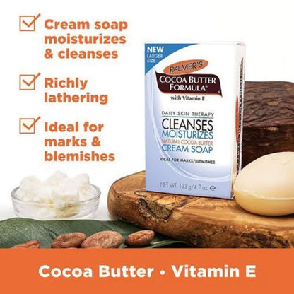 Palmer's Cocoa Butter Formula with Vitamin E Cream Soap Cleanses Moistuizes Anti-Dark Spot Bar Soap-Brightens Complexion & Evens Skin Tone
