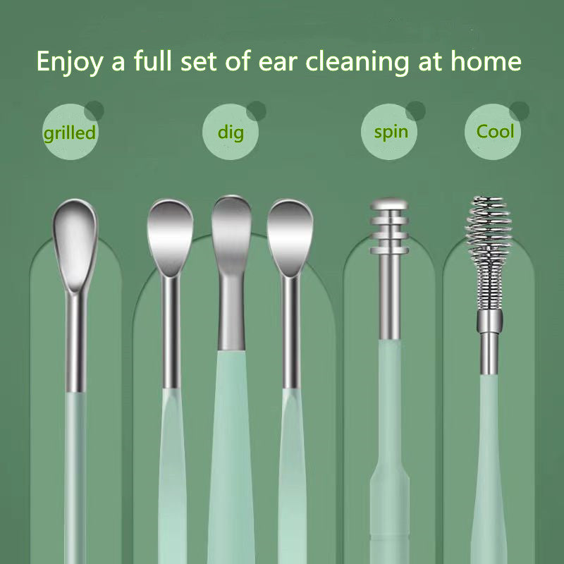 6Pcs Ear-digging artifact stainless steel ear-digging spoon ear-picking tool ear-digging spoon-digging ear cleaner earpick
