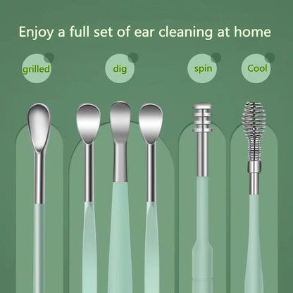 6Pcs Ear-digging artifact stainless steel ear-digging spoon ear-picking tool ear-digging spoon-digging ear cleaner earpick