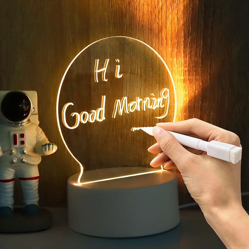 Note Board Creative Led Night Light Erasable Write Message Board Holiday USB Light Transparent Luminous Acrylic Light Gift For Children Girlfriend Decoration Night Lamp Calendar Desktop Ornaments
