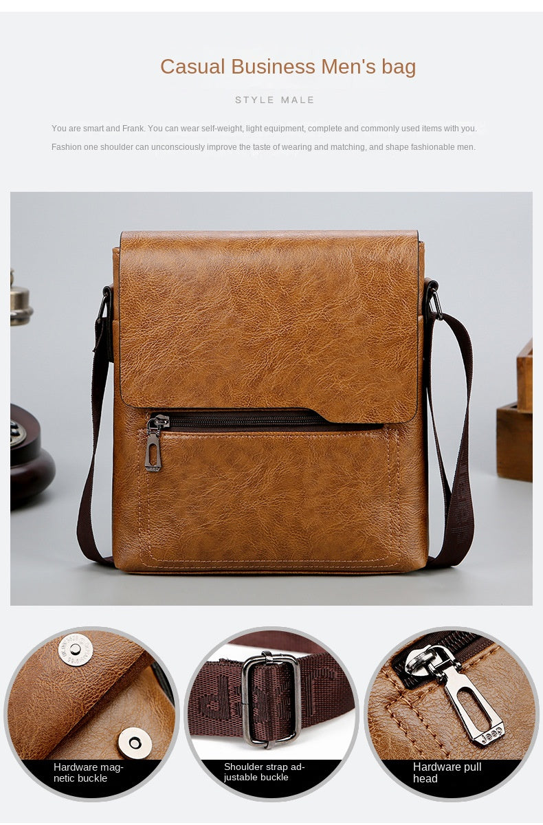 Male PU leather single shoulder bag fashion shoulder bag business bag men's crossbody bag business cross-body sling bag