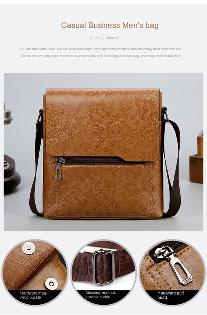Male PU leather single shoulder bag fashion shoulder bag business bag men's crossbody bag business cross-body sling bag